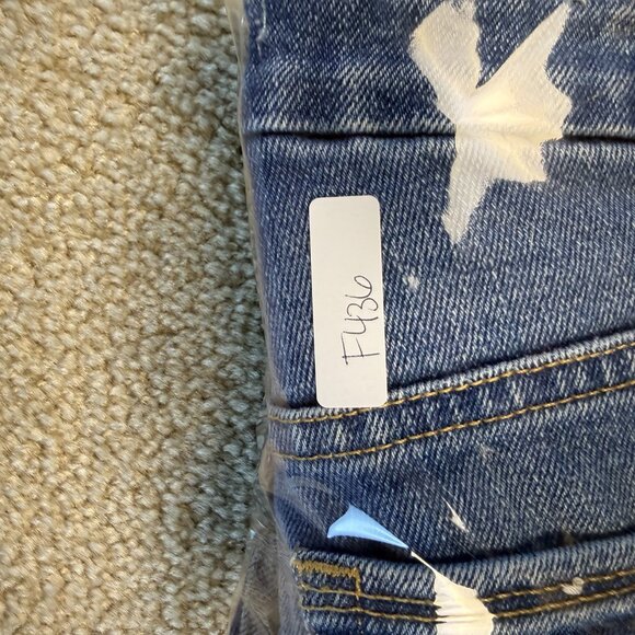 Good American Good Legs Flare Jeans Size 0/25 Twisted Slit Indigo Highwaist F436 - Picture 13 of 13